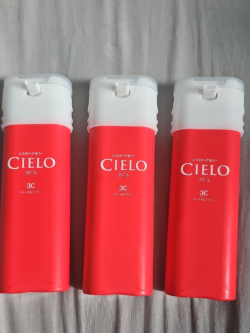 Cielo 3C Cream Hair Color Bottles - Red with White Caps (Set of 3) From Japan
